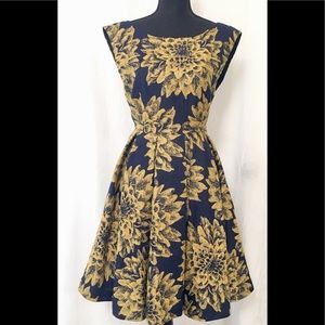 Alice + Olivia Blue Gold Floral Dress